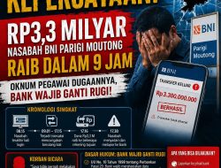 HANCURNYA KEPERCAYAAN! RP3,3 MILYAR NASABAH BNI PARIGI MOUTONG RAIB DALAM 9 JAM – OKNUM PEGAWAI DUGAANNYA, BANK WAJIB GANTI RUGI!   